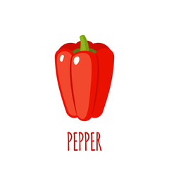 Pepper icon in flat style on white background