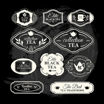 Vector Illustration with tea logo and labels. 