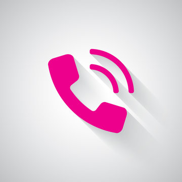 Pink Phone web icon on light grey background