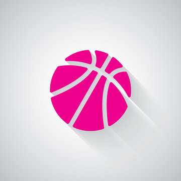 Pink Basketball web icon on light grey background