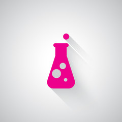 Pink Conical Flask web icon on light grey background