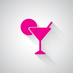Pink Cocktail web icon on light grey background