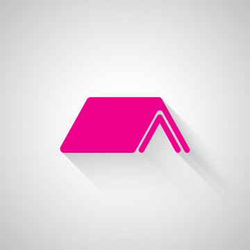 Pink Roof web icon on light grey background