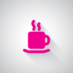 Pink Coffee web icon on light grey background