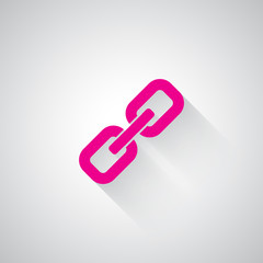 Pink Links web icon on light grey background