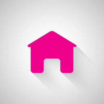 Pink Home web icon on light grey background