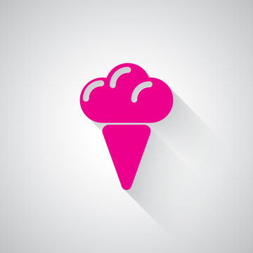 Pink Ice Cream web icon on light grey background