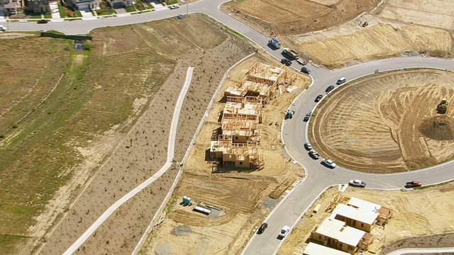 Aerial shot of home construction