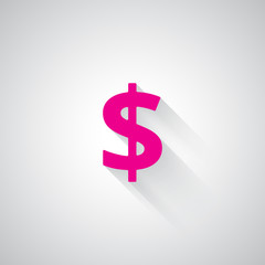 Pink Dollar web icon on light grey background