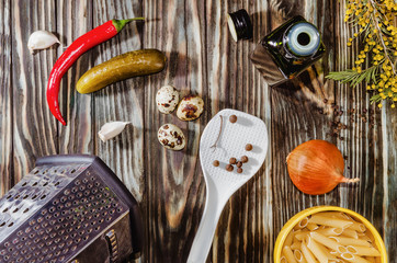 Pasta and other ingredients for cooking