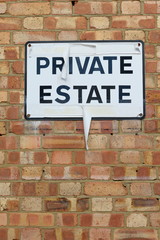 Fototapeta premium Private estate sign on the wall