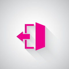 Pink Exit web icon on light grey background