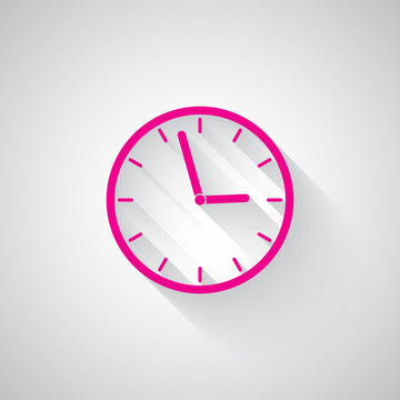 Pink Clock web icon on light grey background
