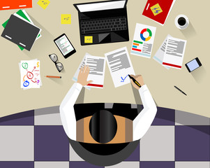 Business Man Sitting Desk Office