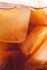 cola with ice cubes