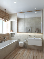 Bathroom modern style, 3D render