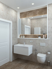 Fototapeta na wymiar Bathroom modern style, 3D render