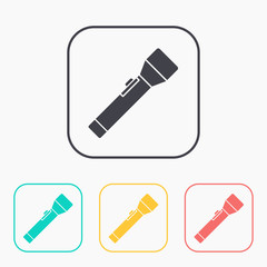 Flashlight simple vector icon color set
