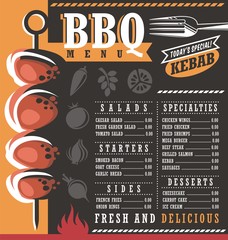 Abstract grill menu layout concept on dark black background