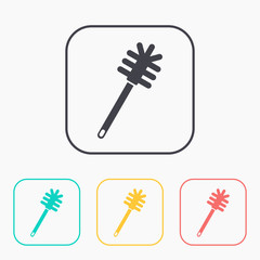 toilet brush vector icon color set