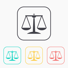Justice scale color icon set