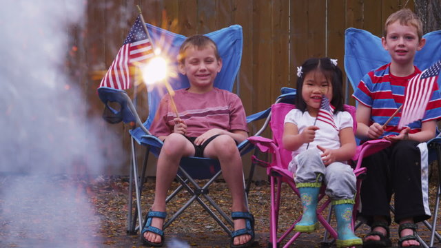Children celebrating 4th of July