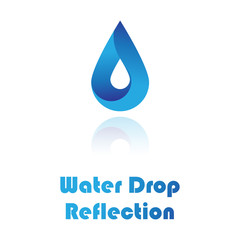 Abstract water drop logo with reflection isolated on white background. Drop icon with custom text.