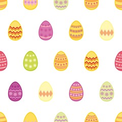 Tile vector pattern with easter eggs on white background for decoration wallpaper