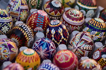 Happy easter colorful decorative eggs