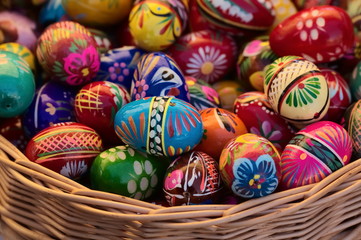 Happy easter colorful decorative eggs