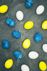 Colorful Easter eggs on a marble background