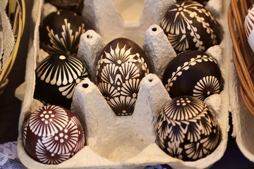 Happy easter wax painted decorative eggs