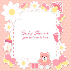 Baby shower girl, invitation card