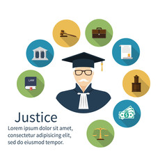 Judge icon. Icons symbol of law and justice. Concept law.