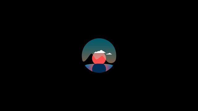 Sunset Flat Animation Concept, Logo, with Alpha Channel