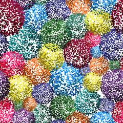 Seamless background with small pompoms
