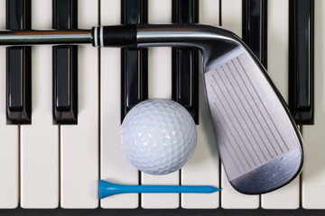 Piano keyboard and different golf equipments