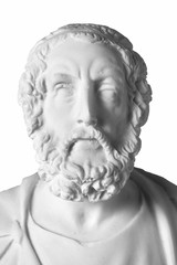 Fototapeta na wymiar White marble bust of the greek poet Homer isolated on white