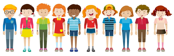 Simple characters of boys and girls