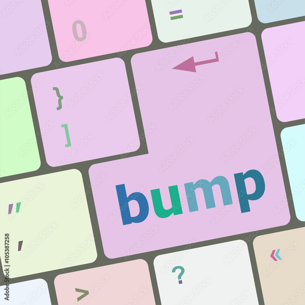 Poster computer keyboard with bump key. business concept vector illustration