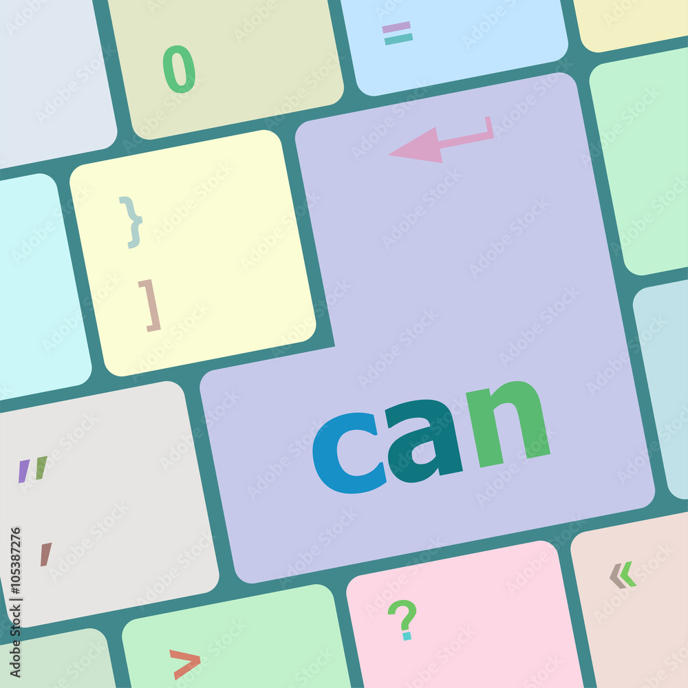 Poster can key on computer keyboard button vector illustration