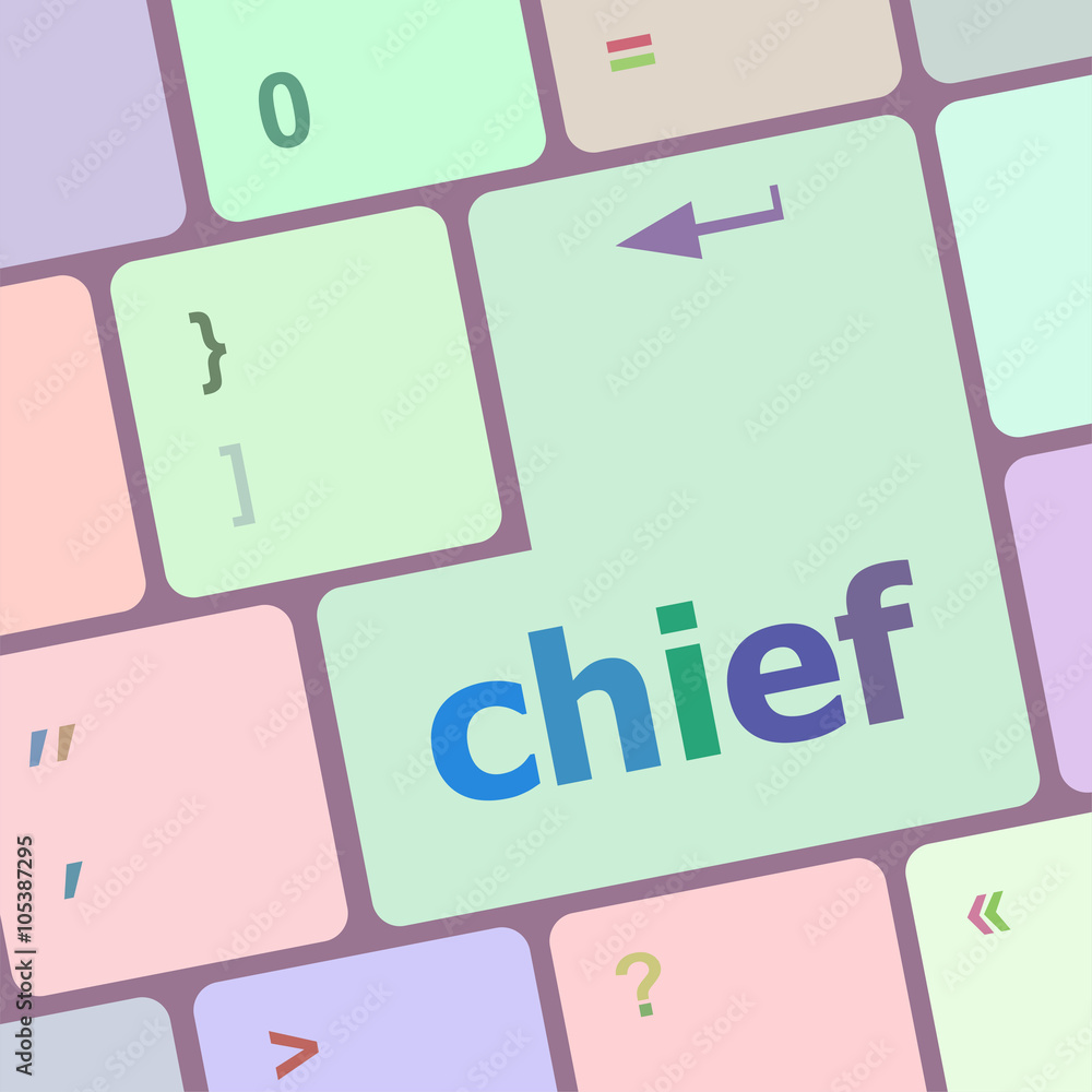 Poster chief button on computer pc keyboard key vector illustration