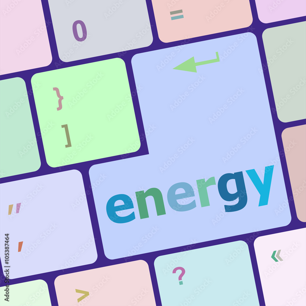 Poster energy button on computer pc keyboard key vector illustration