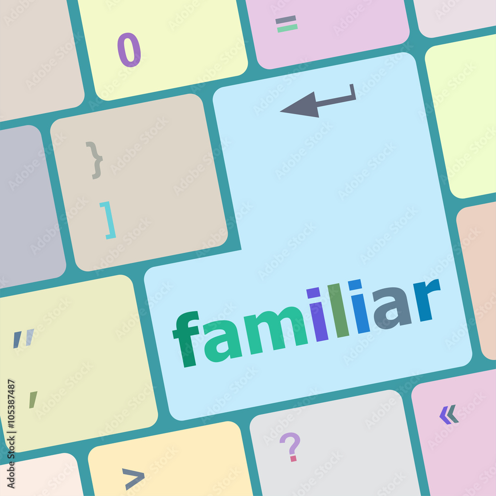 Poster familiar button on computer pc keyboard key vector illustration
