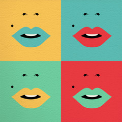 Retro pop art colorful concept with girl face