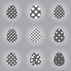 Modern set of grey colored easter eggs icons