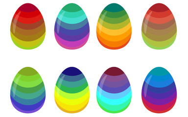 Bright rainbow colored Easter eggs icons