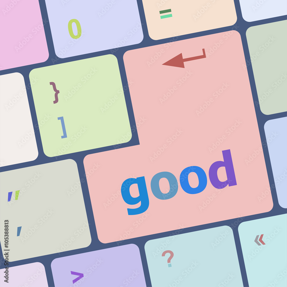 Poster news concept good on computer keyboard background vector illustration