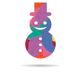 snowman drawn painted icon vector