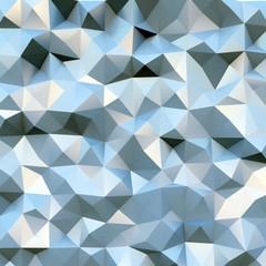 Fototapeta premium Photo of highly detailed multicolor polygon. Blue geometric rumpled triangular polygons style. Square mock up. 3d render